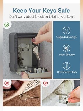 Puroma Wall Mount Key Lock Box – 4 Digit Combination Safe 🔑🔐